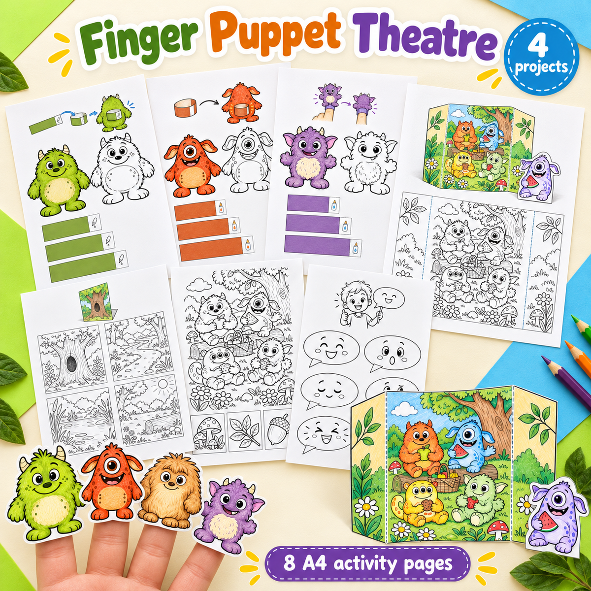 Finger Puppet Theatre - 4 Wordless Craft Activities
