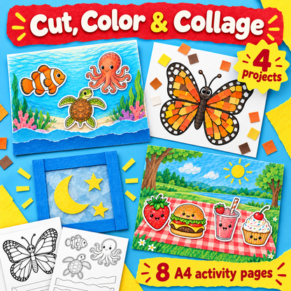 Cut Color Collage - 4 Wordless Craft Activities