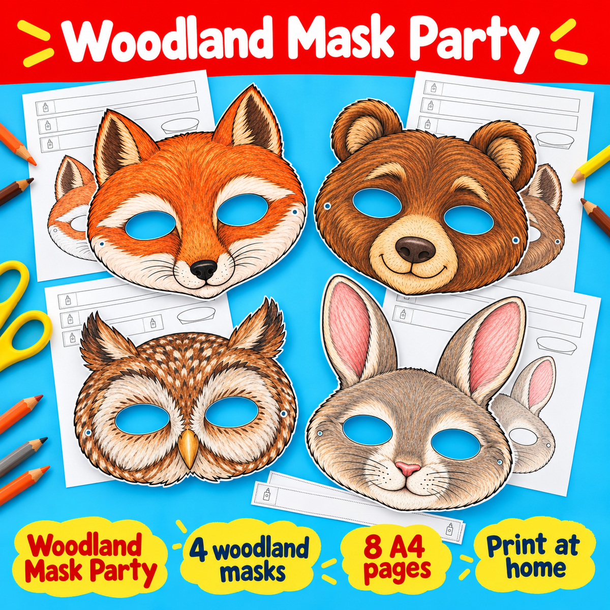 Woodland Mask Party - 4 Wordless Craft Activities