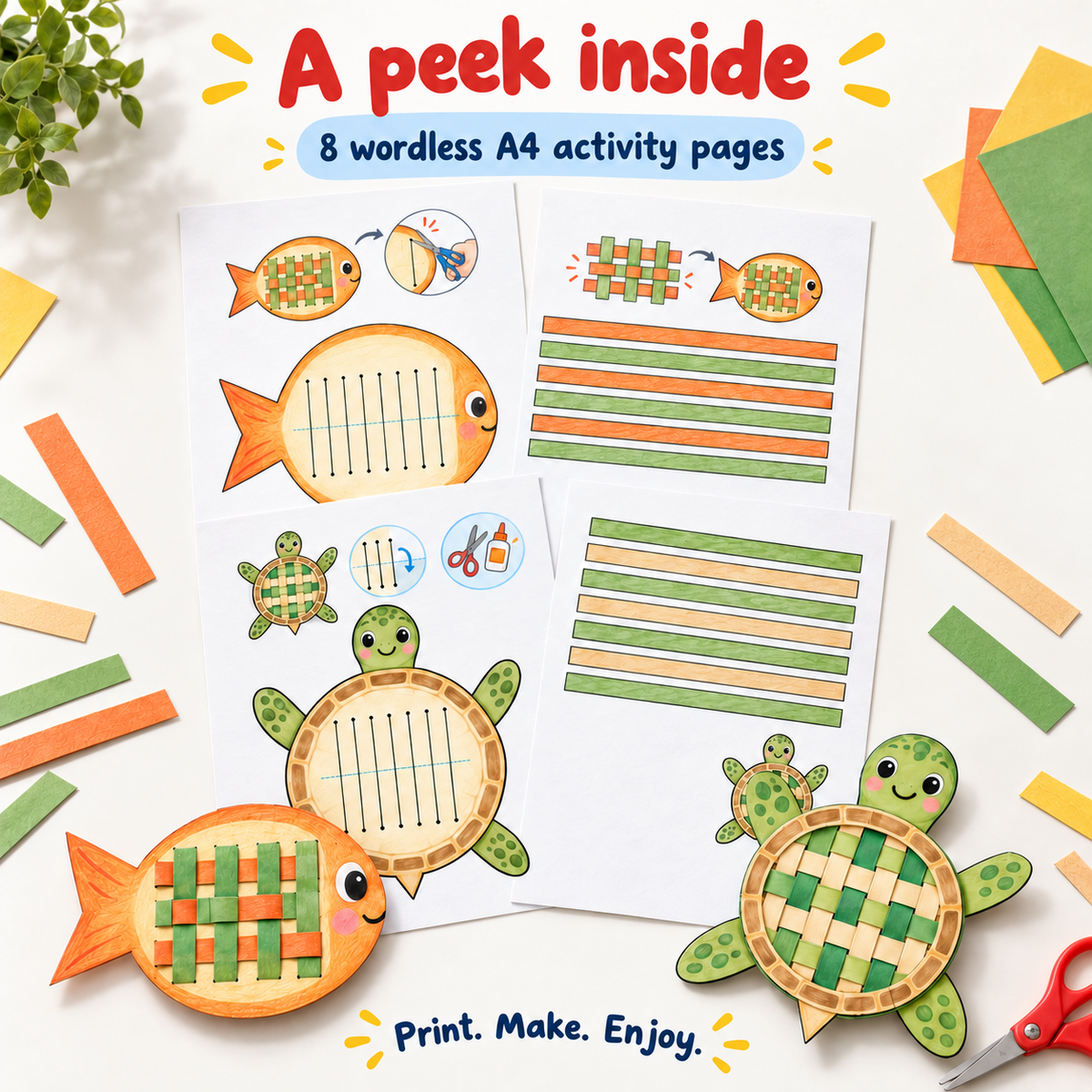 Paper Weaving Garden - 4 Wordless Craft Activities
