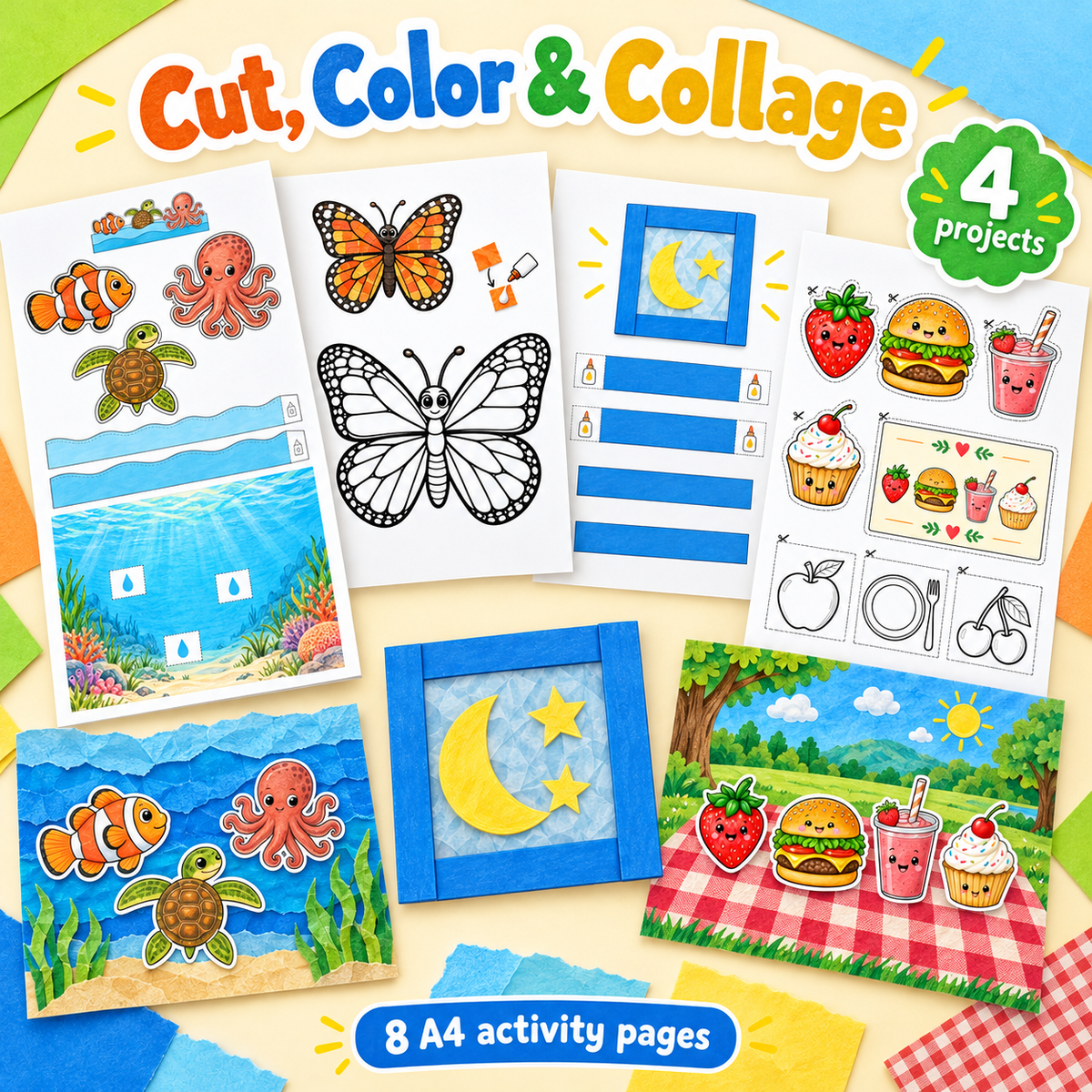 Cut Color Collage - 4 Wordless Craft Activities