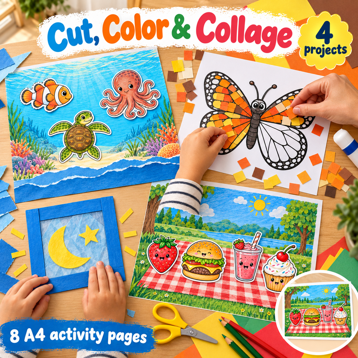 Cut Color Collage - 4 Wordless Craft Activities