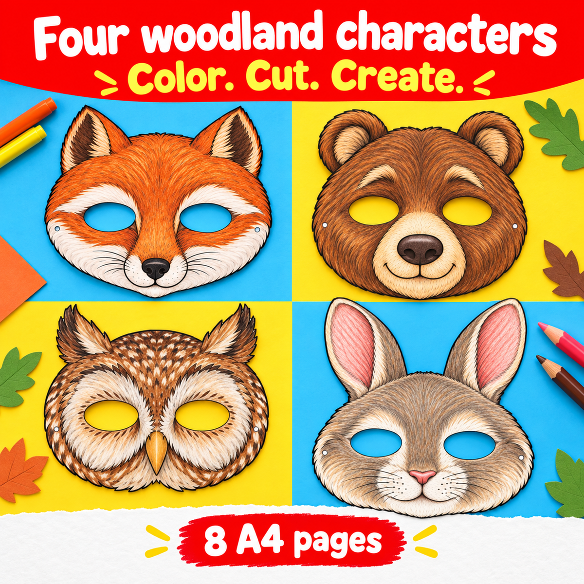 Woodland Mask Party - 4 Wordless Craft Activities