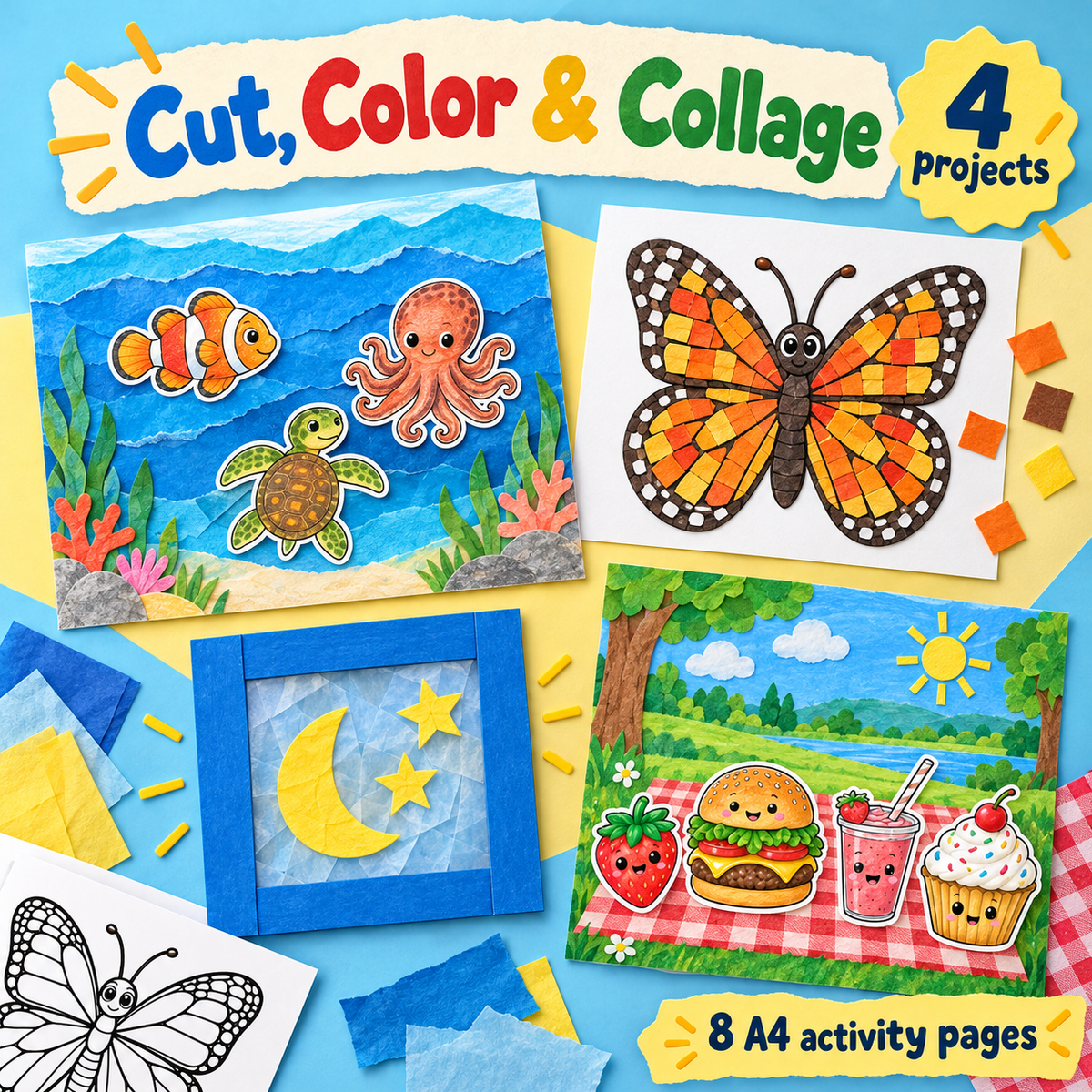 Cut Color Collage - 4 Wordless Craft Activities